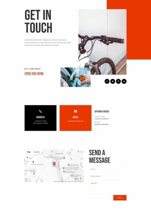 Bike repair contact page
